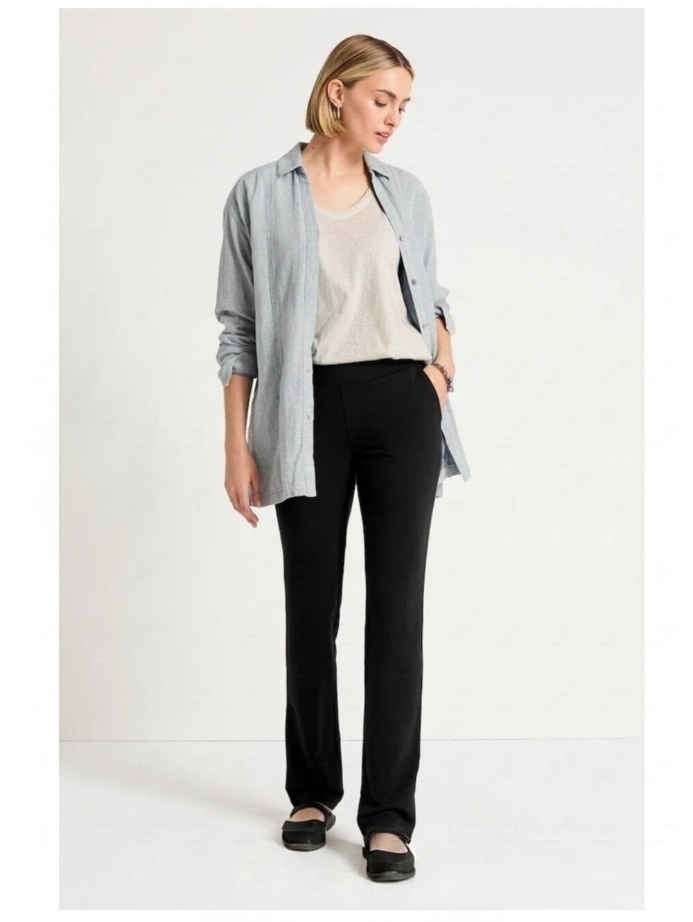 Pure Jill Womens 2XL Affinity French Terry Slim Leg Blk Pants 31" Inseam Pockets
